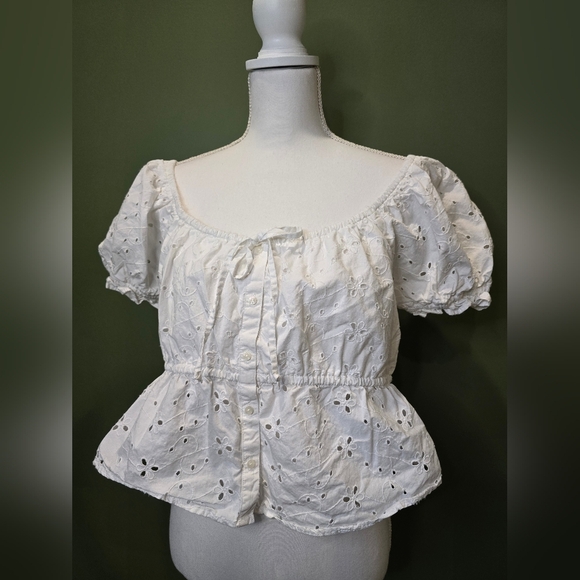 American Eagle Eyelet Peplum Top - Picture 4 of 7